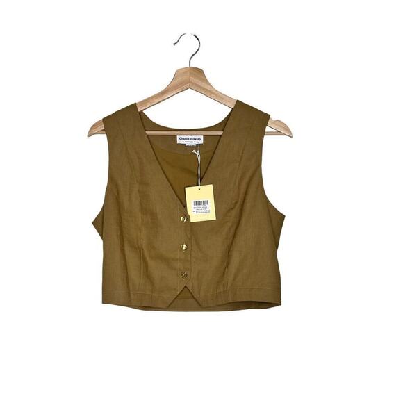 New Women’s Charlie Holiday Camilla Linen Blend Vest Size 8 - Picture 2 of 9